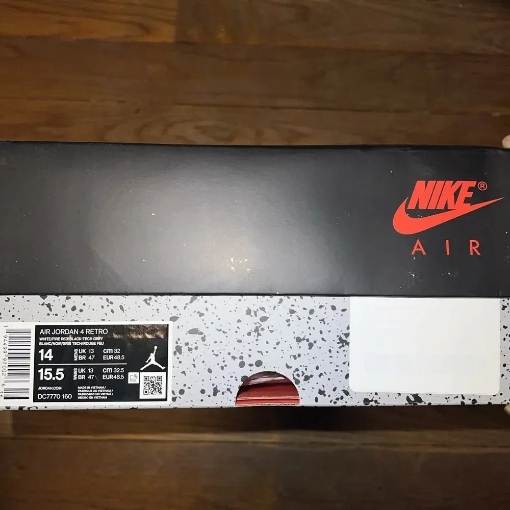 Jordan 4 Retro OG 2020 Mid Fire Red Men Size 14/Women 15.5 RARE SIZE! NEW.NWB.DS